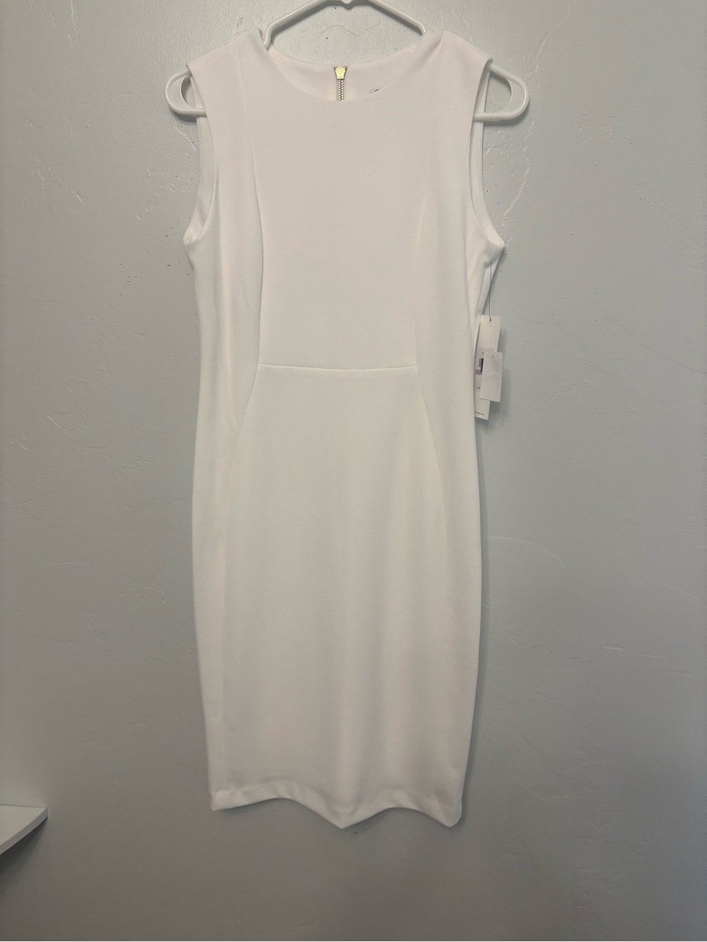 Calvin Klein White Sleeveless Sheath Dress